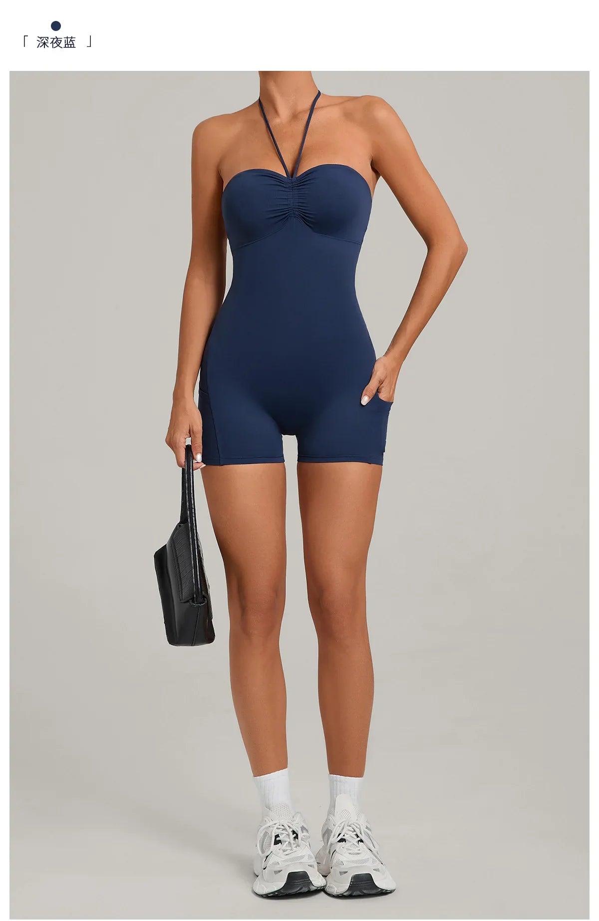 Outdoor Backless Yoga One Piece Suit Women Multiple Wearing Methods Sleeveless Slim Fit Pocket Stretch Sports Fitness Jumpsuit