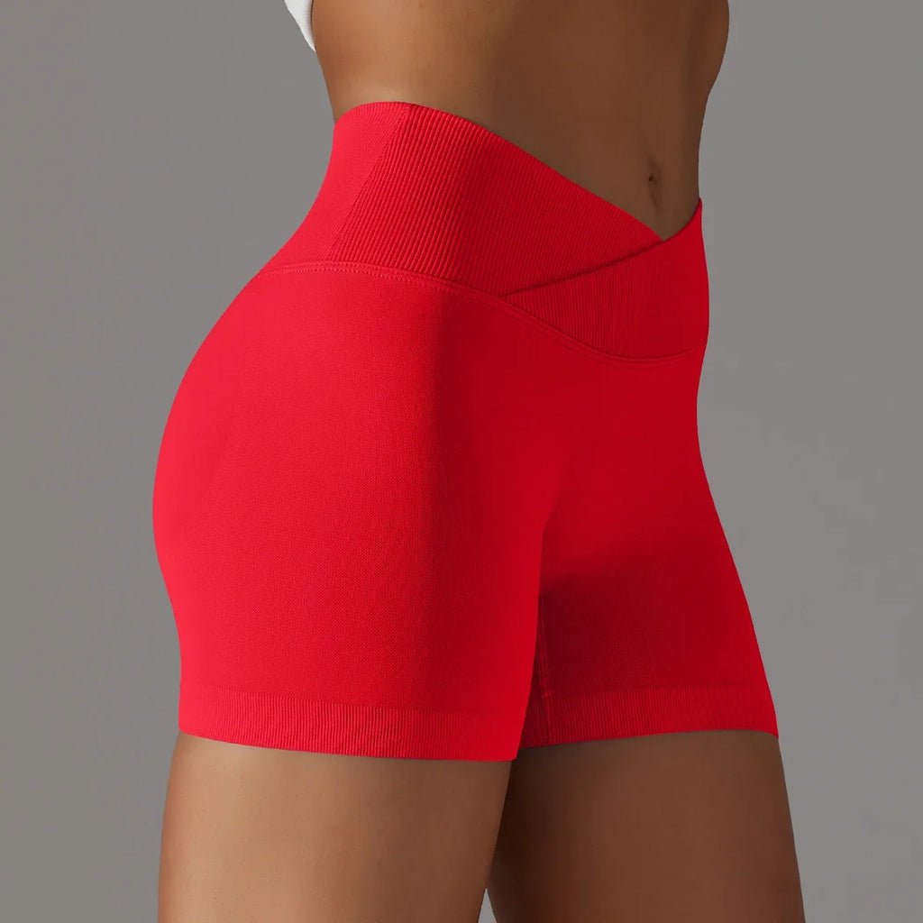 Summer V-waist peach hip lifting tight fitting three part pants, high waist yoga shorts, running speed drying seamless yoga pant