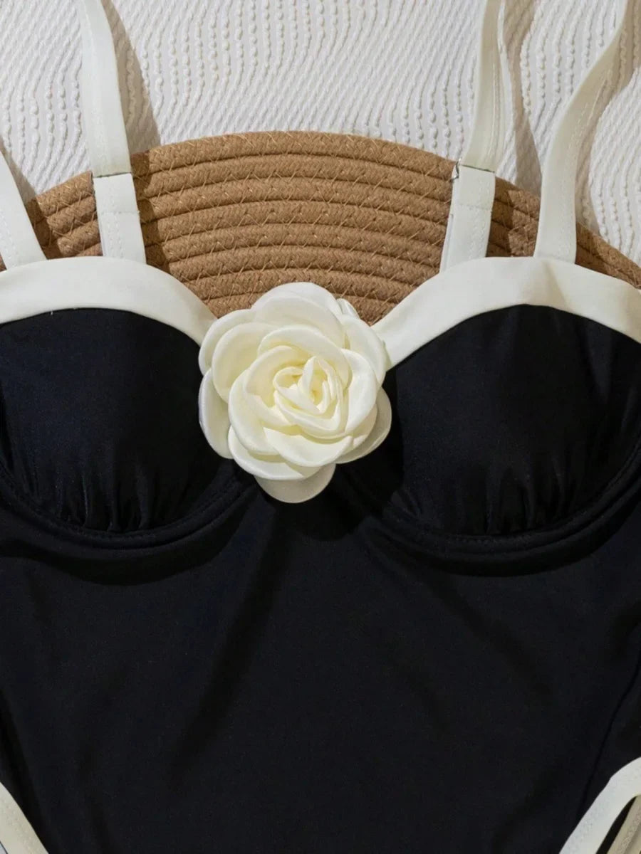 S - XXL 3D Flower Splicing High Leg Cut One Piece Swimsuit Female Swimwear Women Monokini Bather Bathing Suit Swim Beachwear