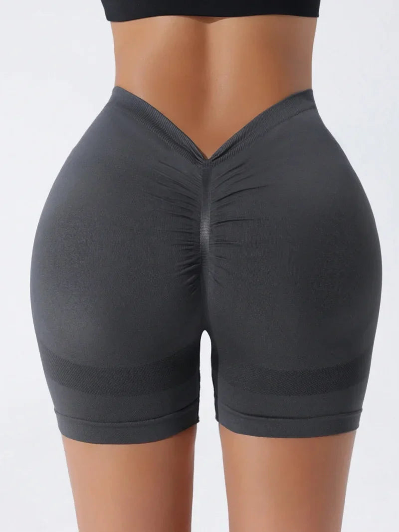 Seamless High Waisted Yoga Shorts From Europe And America Waist Tightening And Hip Lifting Fitness Pants Rear V-Waist