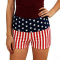 Women’s Streetwear Shorts Patriotic Shorts Casual Fold-Over Waist Stars and Stripes Print Slim Fit Shorts