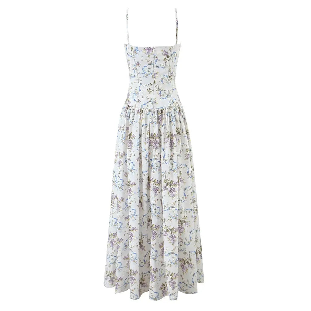 Summer Spring Floral Printed Women's Dress Elegant Retro Boho Party Dresses Elegant Vinatge A-line Maxi Vestidos 2025 New In