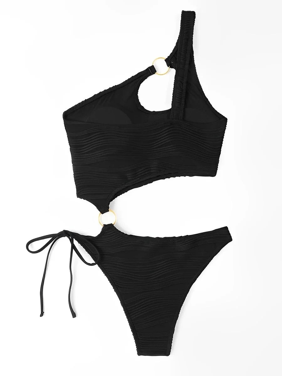 2026 One Shoulder Hollow Bodysuit One Piece Swimsuit Sexy Swimwear Women Bathing Suit Female Swimming Summer Beachwear Bodysuit