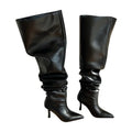 Boot Leg Long Boots Women European and American Fashion Sexy Pointed Thin High Heels Women Comfort Pleated Women's Boots 2023