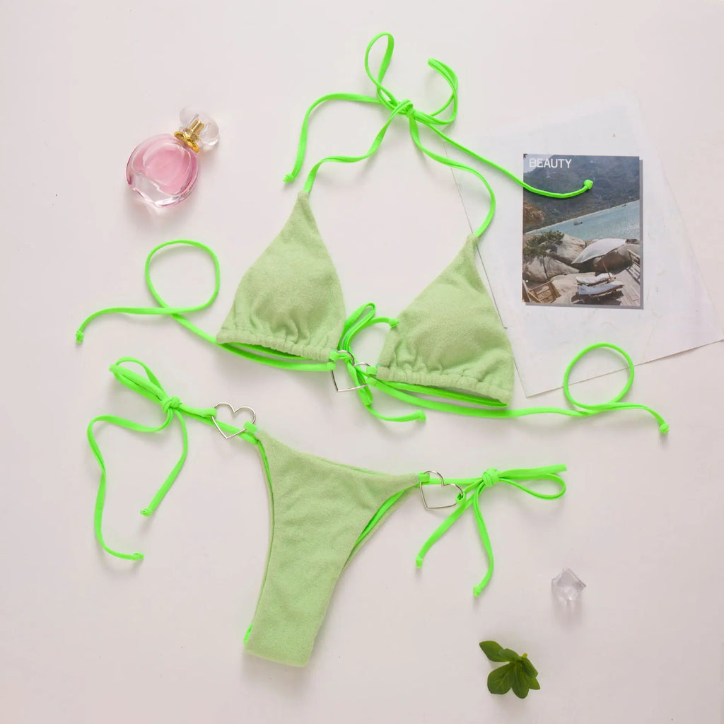 DEKA Brazilian Cross Bandage Bikini Set Women Lover Swimsuit Halter Swimwear Push Up Bikini Beachwear Sexy Bathing Suit