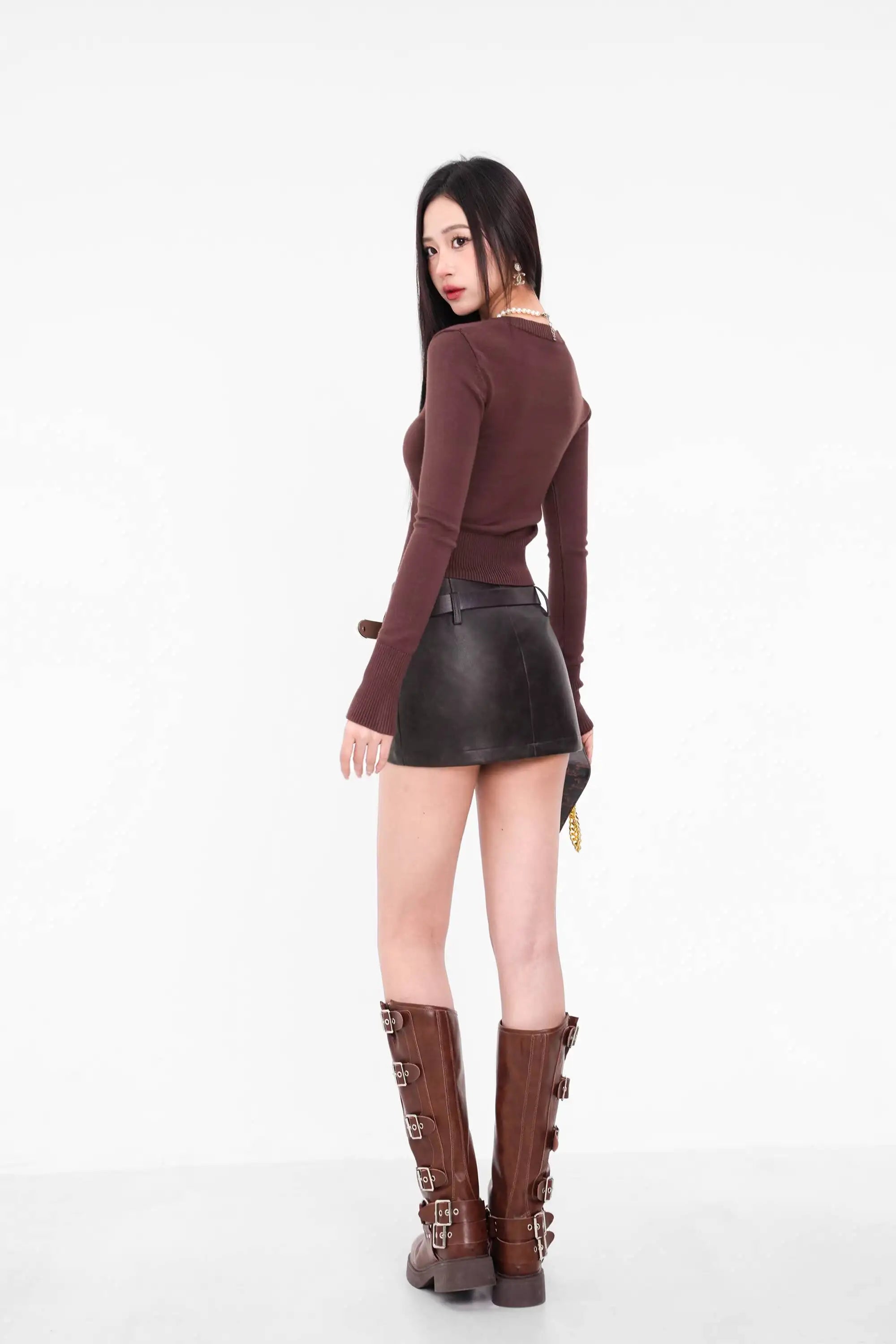 American A-line Half Length Skirt Spring/summer Small Spicy Girl High Waist Slim Fit Tight Sexy Shining Leather Short Skirt 3XQZ