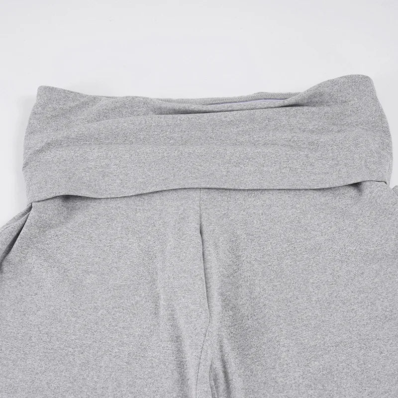 American knitted mid-waisted trousers, simple low-waisted straight loose casual trousers