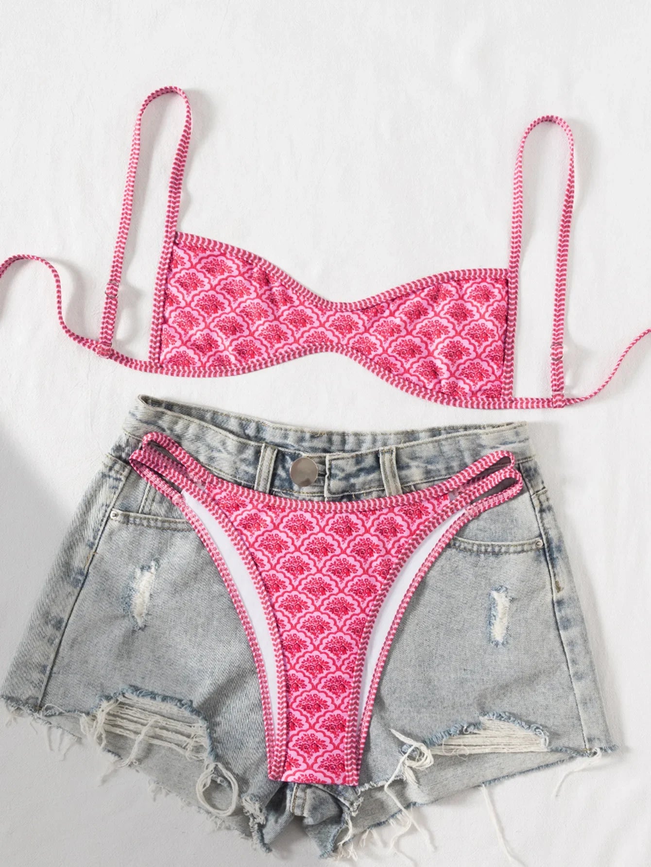 Sexy Coffee Polka Dot Print Bikini Set 2026 Women Pleate Push Up Bra Hollow Out Thong Swimsuit Summer Pool Bathing Suit Swimwear