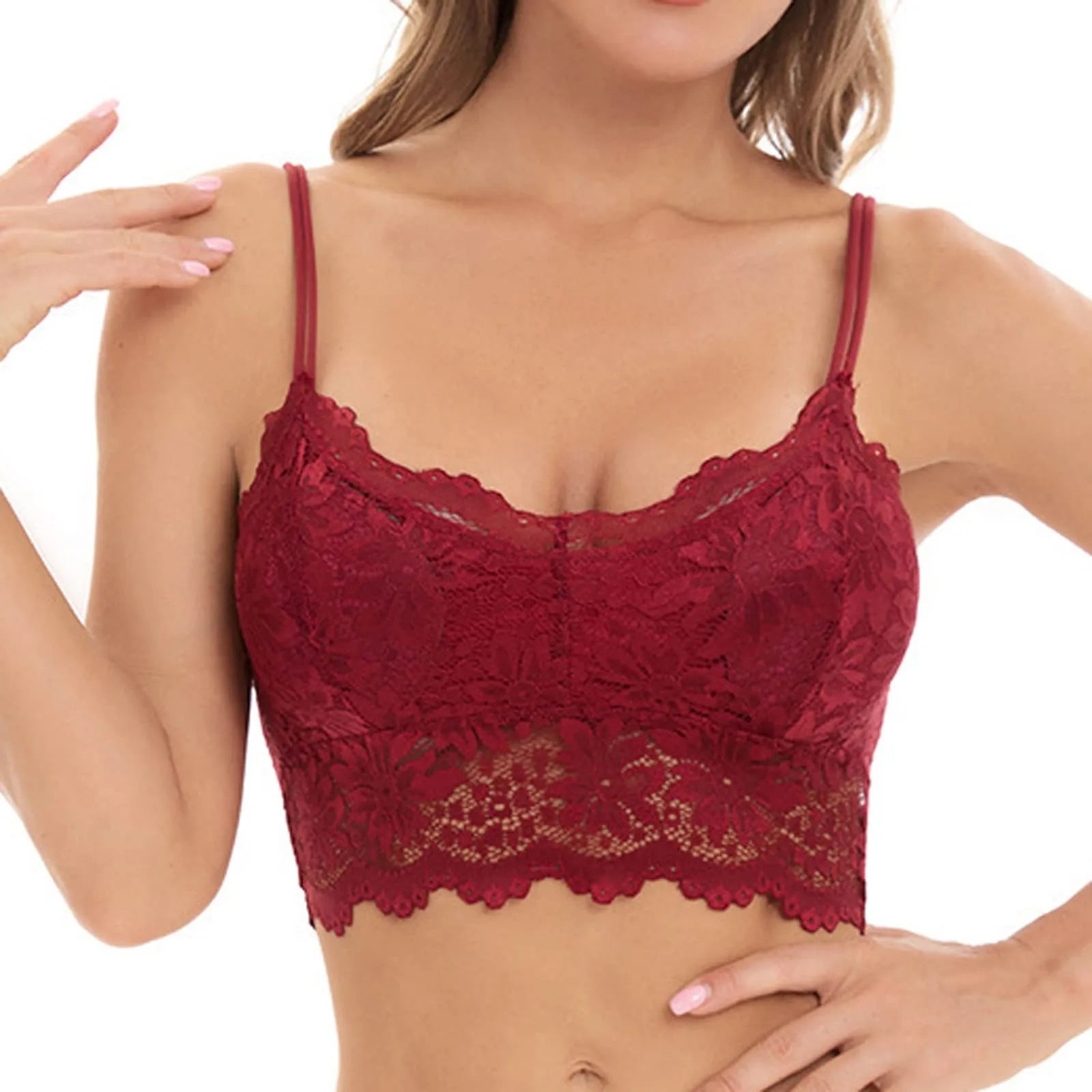 Women's Lace Bra Top Comfortable Bralette Solid Color Sexy Underwear Vest Female Hollow Out Wireless Lingerie Seamless Brassiere