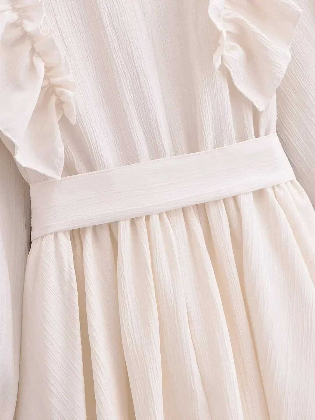 Foridol Ruffles Tierred Beige Lantern Sleeve Women's Dress Spring Summer O Neck Casual Short Vestidos A-line Beach Dress 2025