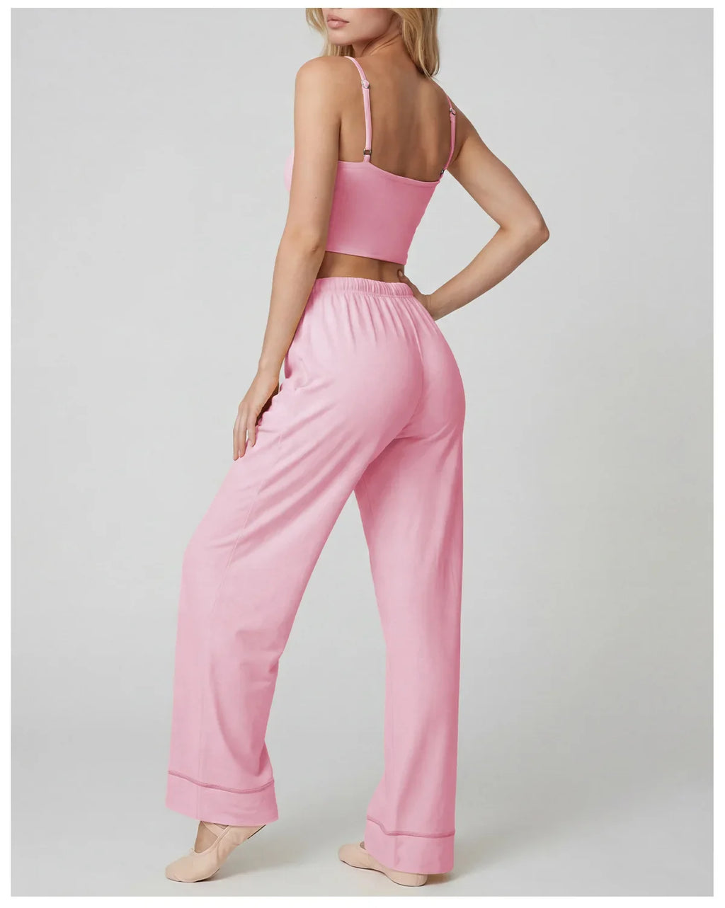 Women's Yoga Sets Yellow Patchwork Slimming Sports Tank Top Summer Gym Training Suit High Waist Wide Leg Pants Fitness Outfits