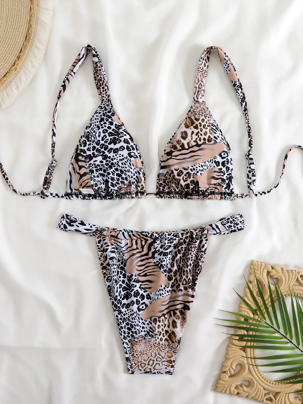 2025 Brazilian Thong Bikinis Strappy Swimsuit Women Sexy Printed Swimwear Female Bathers Swimming Bathing Swimming Swim Suit