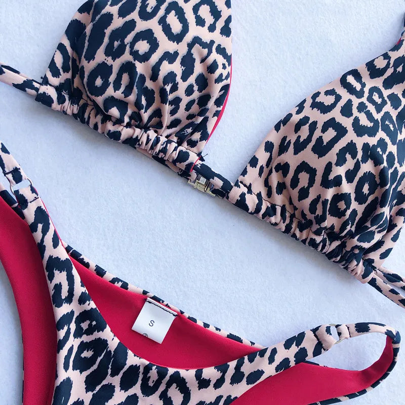 DEKA Leopard Mini Micro Bikini Set Printed Halter Swimwear Women Brazilian Female Swimsuit Two-piece Bather Bathing Suit Swim