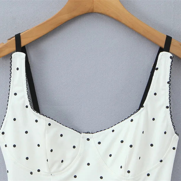 Sexy polka dot camisole for women, 2026 spring/summer design, slim-fit outerwear bodysuit JOXC