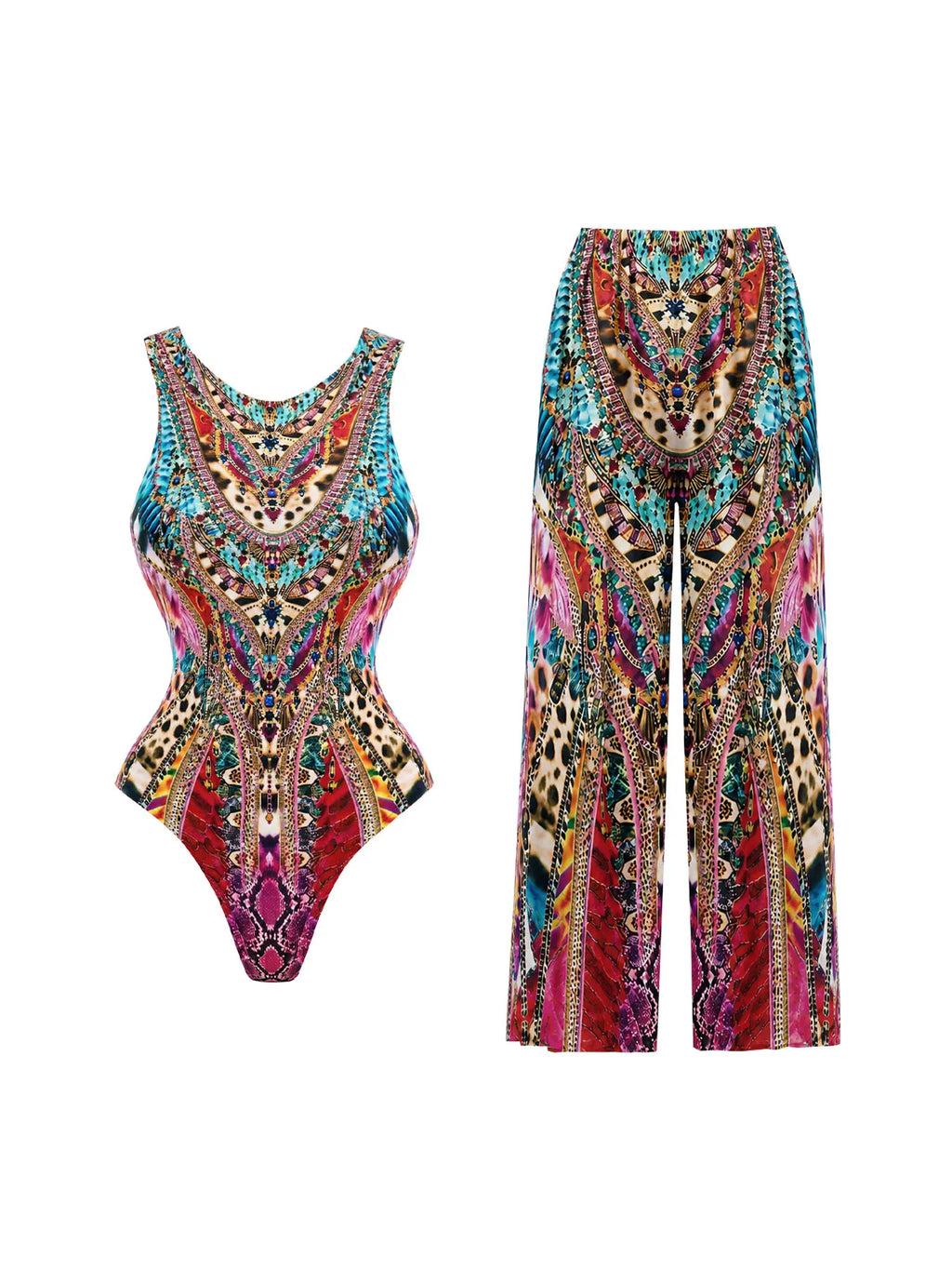2026 Glamorous Multicolor Swimwear with Unique Pattern High-Cut Legs Perfect for Beach Wear Pool Parties Summer Getaway Vacation
