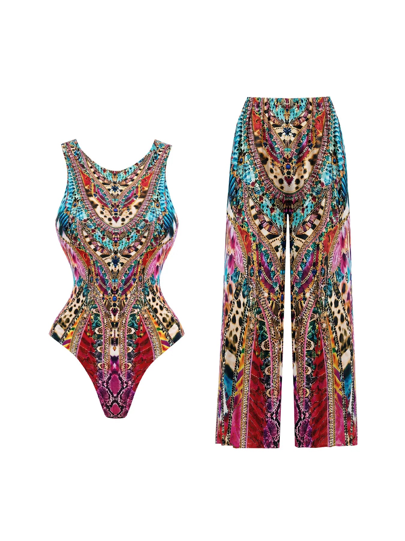 2026 Glamorous Multicolor Swimwear with Unique Pattern High-Cut Legs Perfect for Beach Wear Pool Parties Summer Getaway Vacation