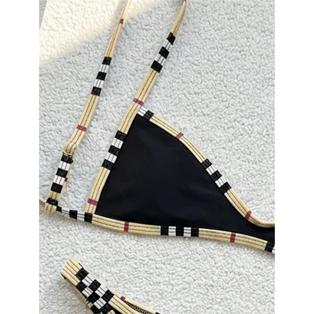 XS - L 2026 Plaid Printed Bikini Female Swimsuit Women Swimwear Polka Dot Bather Bathing Suit Swim Two-pieces Bikini set K8039