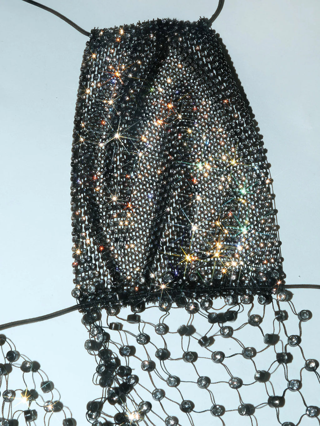 Sexy Women Rhinestone Halter Tops Tie-up Bling Body Chain Bra Going Out Lingerie Camisoles for Party Clubwear