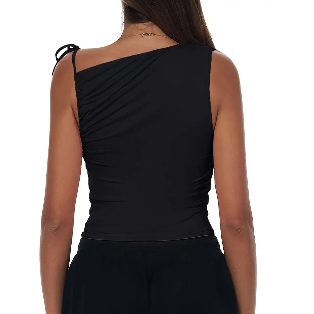 Sexy Shoulder Yoga Top Sleeveless Fitness Women Solid Color Gym Shirt Breathable Quick Dry Running Vest Sportswear