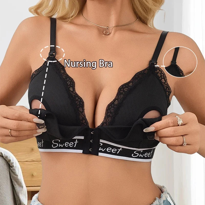 Front Open Comfortable Women's Nursing Bra Anti-Sagging No Steel Rings Gathered Ultra Thin Breastfeeding For Pregnant Women