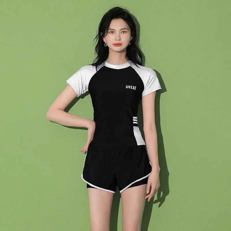 Swimsuit Women's Summer Split Casual Sports Plus Size Swimsuit Conservative Slimming Swimming Pool Swimming Equipment
