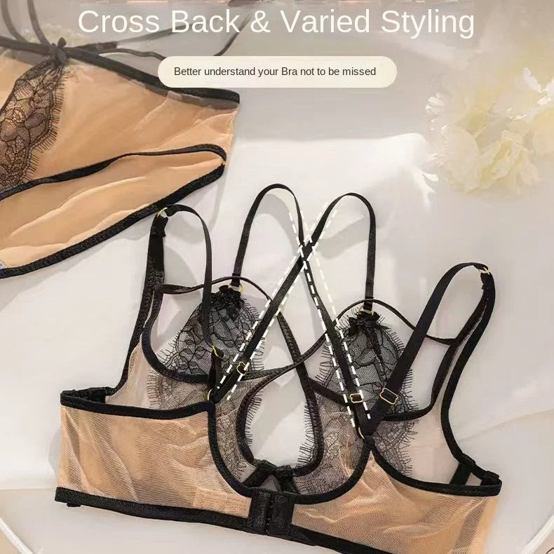 Ultra-thin Sexy Lace Hazy Attractive Comfortable Soft Steel Ring on The Support To Prevent Sagging Cross Beautiful Back Change