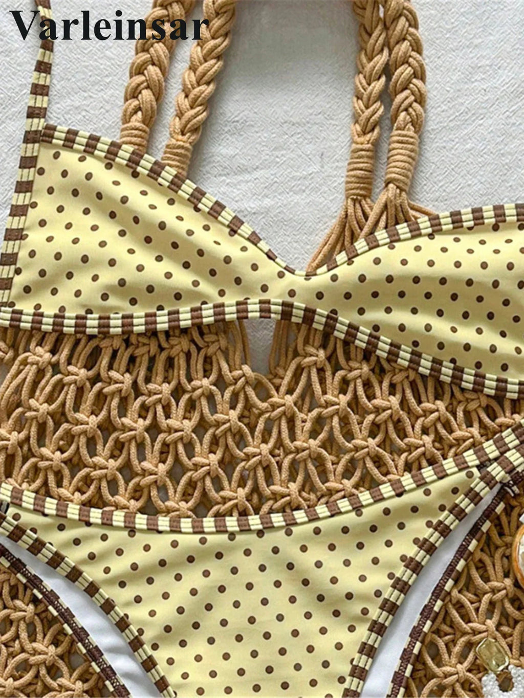 S - XL Polka Dot Bikini Female Swimsuit Women Swimwear Two-Pieces Bikini Set Padded High Leg Cut Bather Bathing Suit Swim V8181