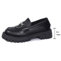2025 Fashion Metal Chain Platform Loafers Women Thick Bottom Pu Leather Shoes Woman Slip On Black Student Shoes Plus Size 35-43