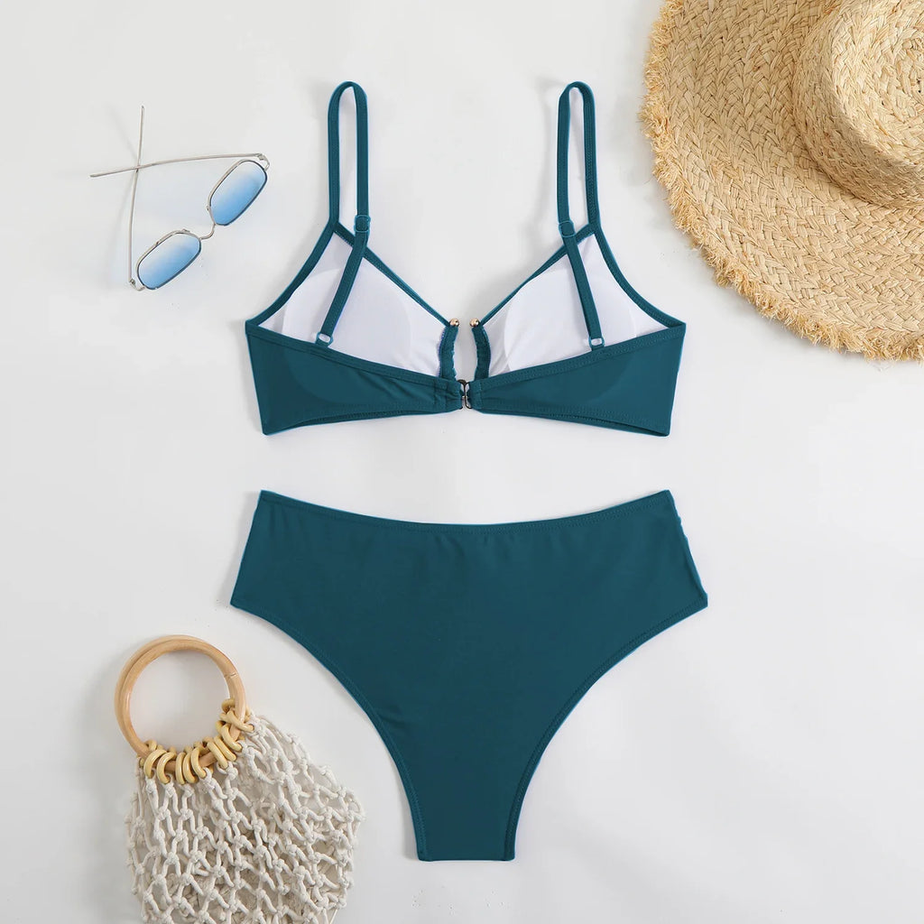 2025 U-wire Bikini Women Sexy Strappy Swimwear Female Solid Swimsuit Bathers Bathing Swimming Swim Suit Beachwear