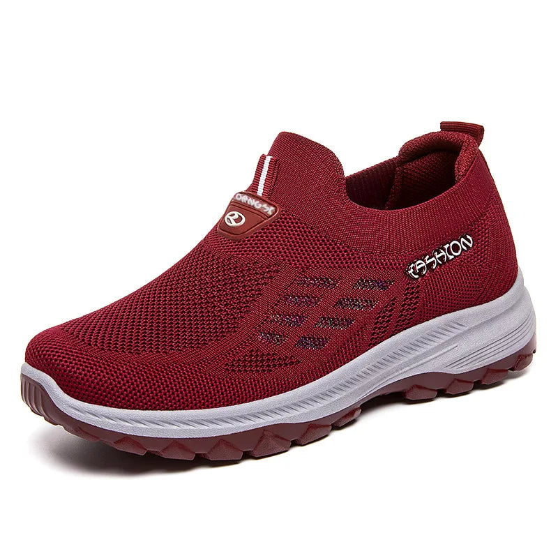 Women Vulcanized Shoes  High Quality Breathable Mesh Women Sneakers Soft Slip On Flats Shoes Women Loafers Walking Flat