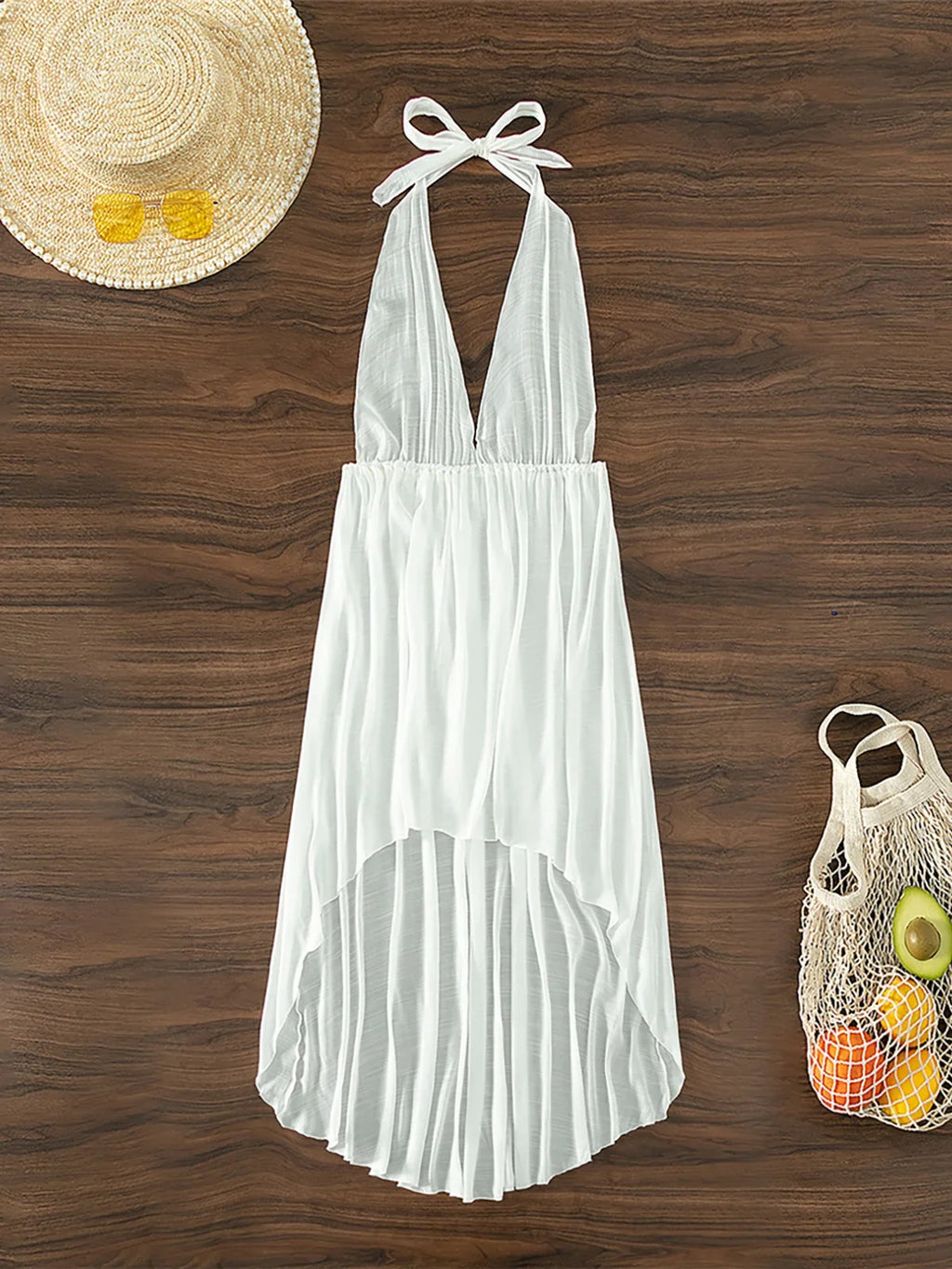S - XL New Sexy Halter Deep V Neck Backless Tunic Beach Cover Up Cover-ups Beach Dress Beach Wear Beachwear Female Women K5213
