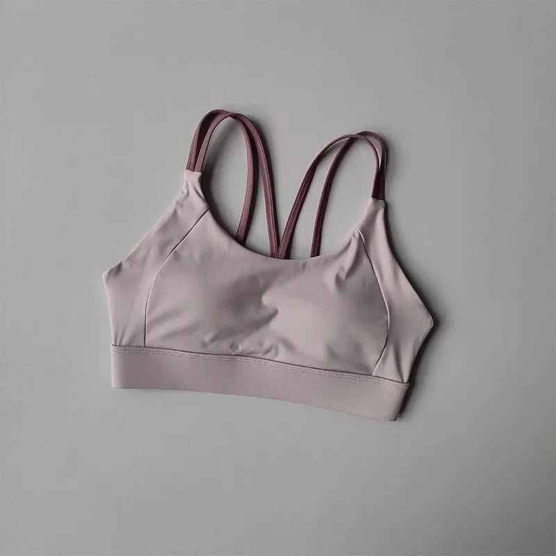Women's yoga sports bra, integrated color blocking design with buckle sports bra