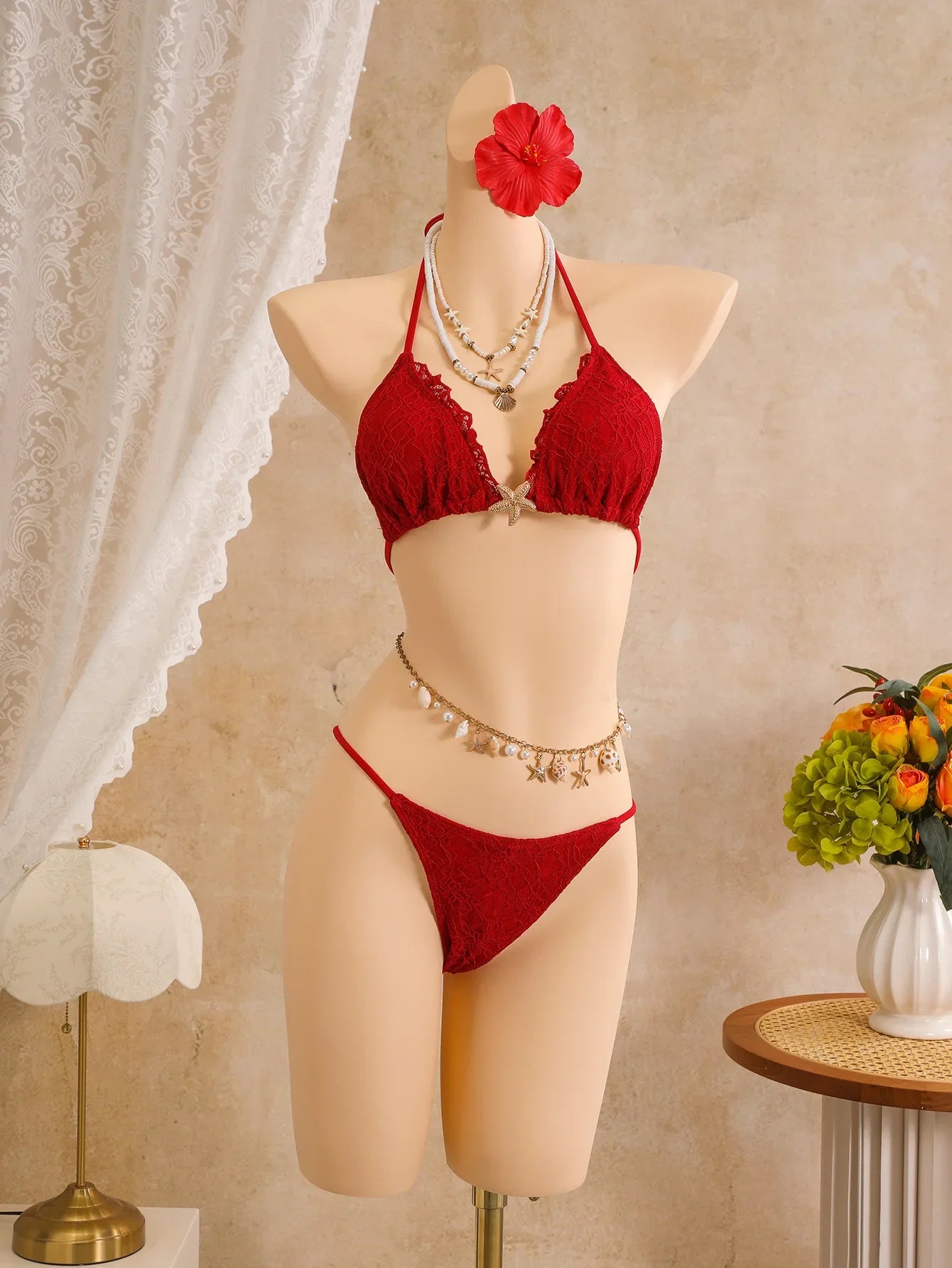 Sexy White Lace Bikini Set 2026 Women Beach Starfish Push Up Bra Swimsuit Holiday Bathing Suit Pleate Cover Up 3 Piece Swimwear