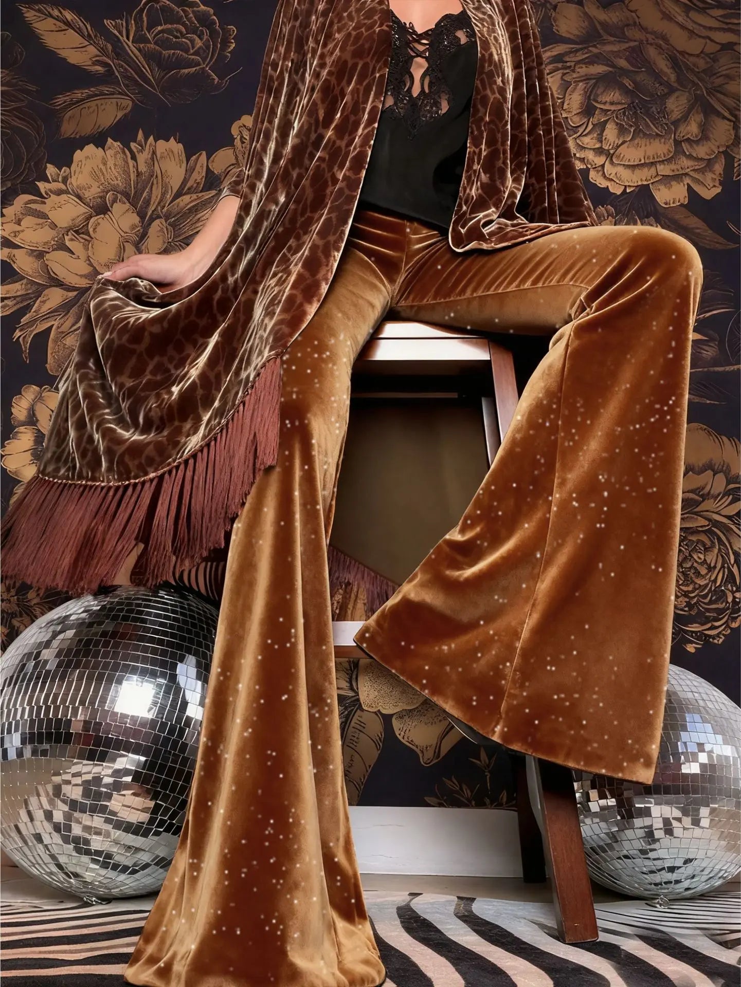 new European and American high-waisted slim shiny silver drape gold velvet bell-bottom casual pants