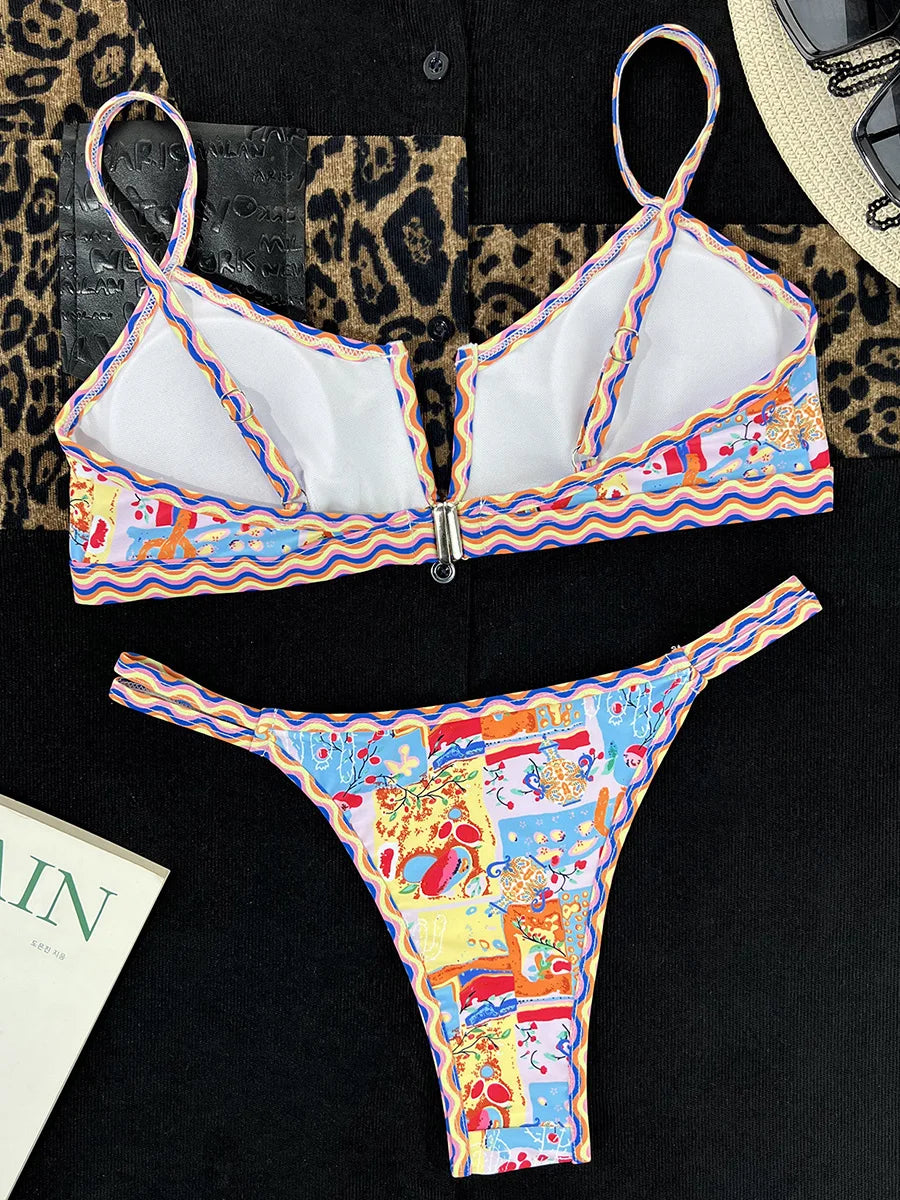 V-Bar Underwired Polka Dot Bikini 2025 Women Swimsuit Female Swimwear Two Pieces Bikini Set Ribbed High Cut Bathing Suit Swim