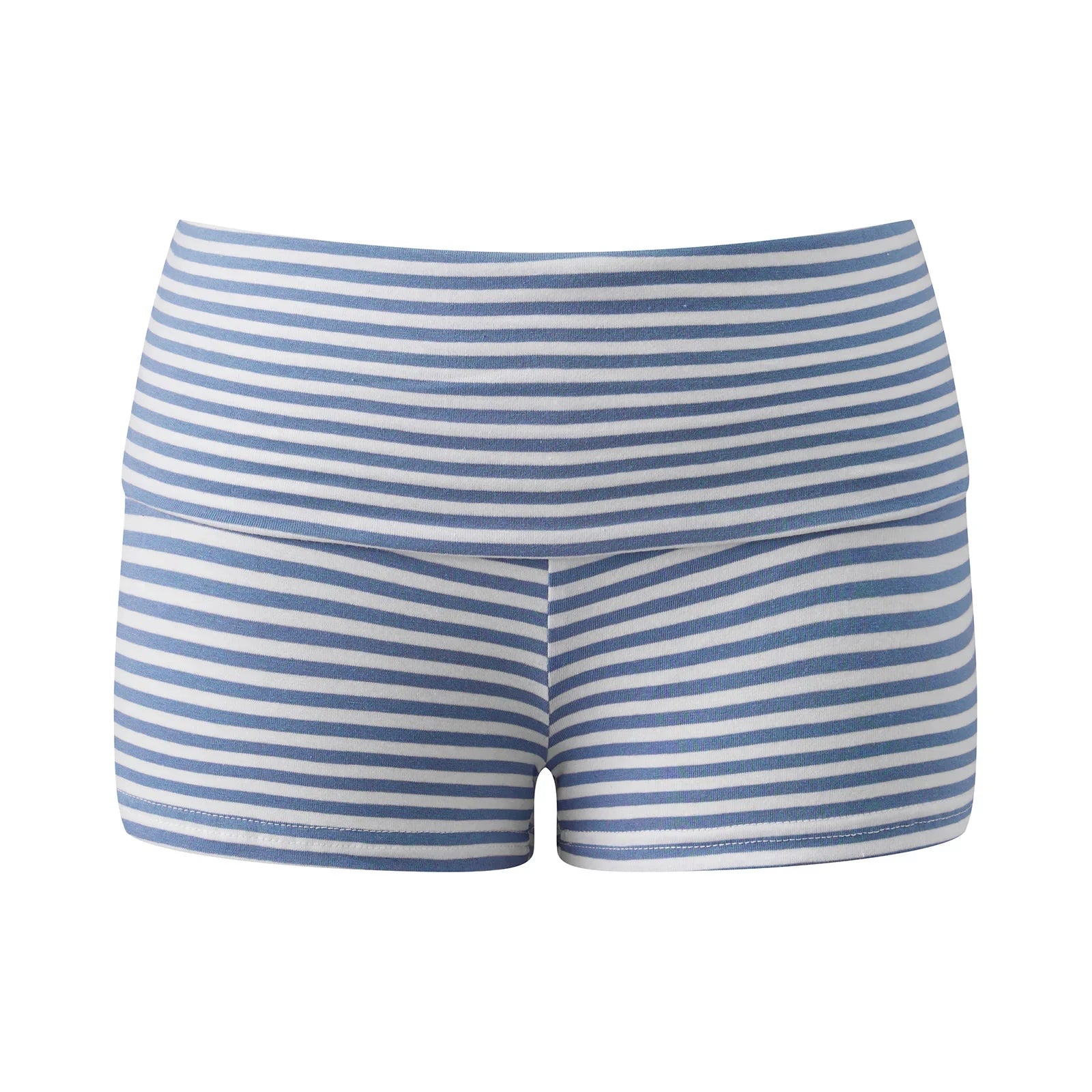 Women's Fold Over Mini Shorts Summer Fashionable Causal High Waist Bodycon Skinny Shorts Striped/Solid Color Short Pants