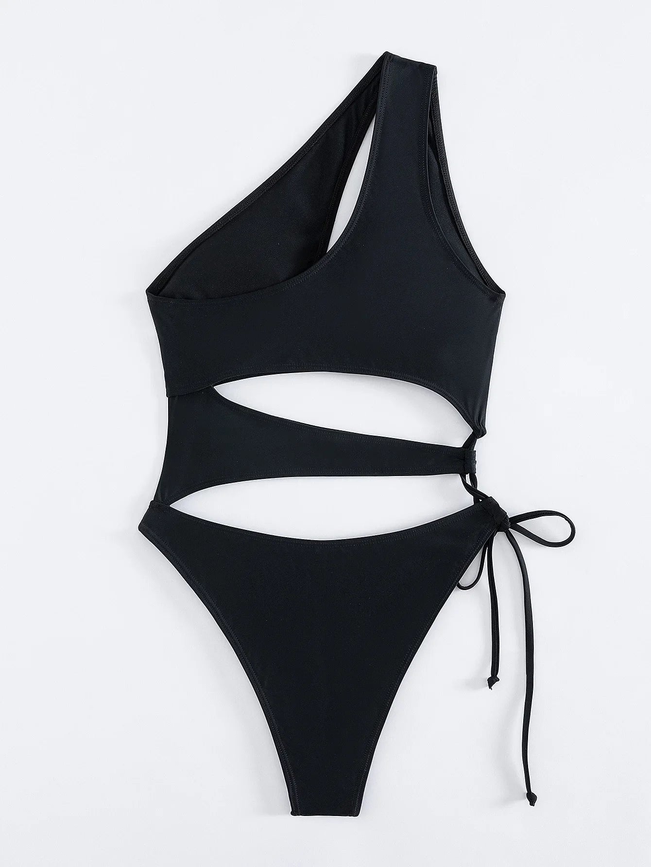 Sexy Hollow Out One Piece Swimsuit Women Black One Shoulder Drawstring Backless Monokini Summer Beach Bathing Suit Swimwear 2026