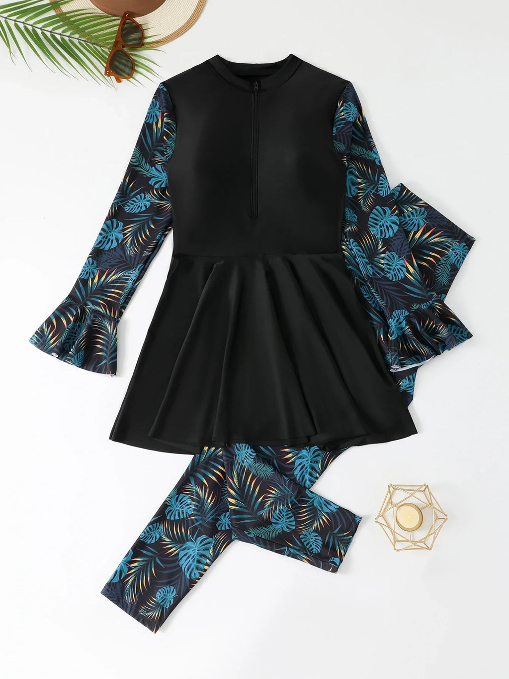 2026 Large Plus Size Swimsuit Women Long Sleeves Swimwear Female With Trousers Beach Wear Bathers Bathing Swimming Swim Suit 4XL