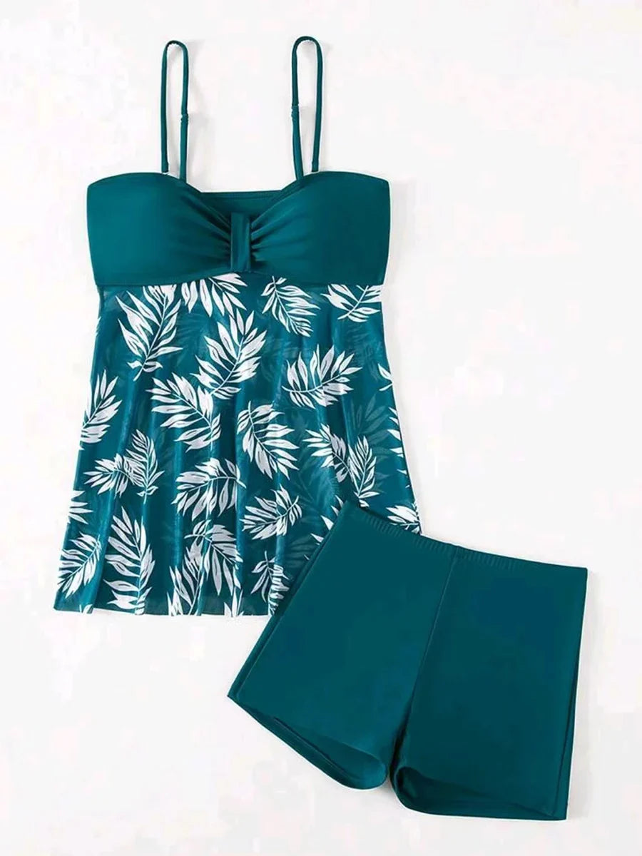 2026 Short Dress Tankini With Shorts Swimsuit Women Swimwear Female Padded Printed Bathing Swim Suit Swimming Beachwear Summer