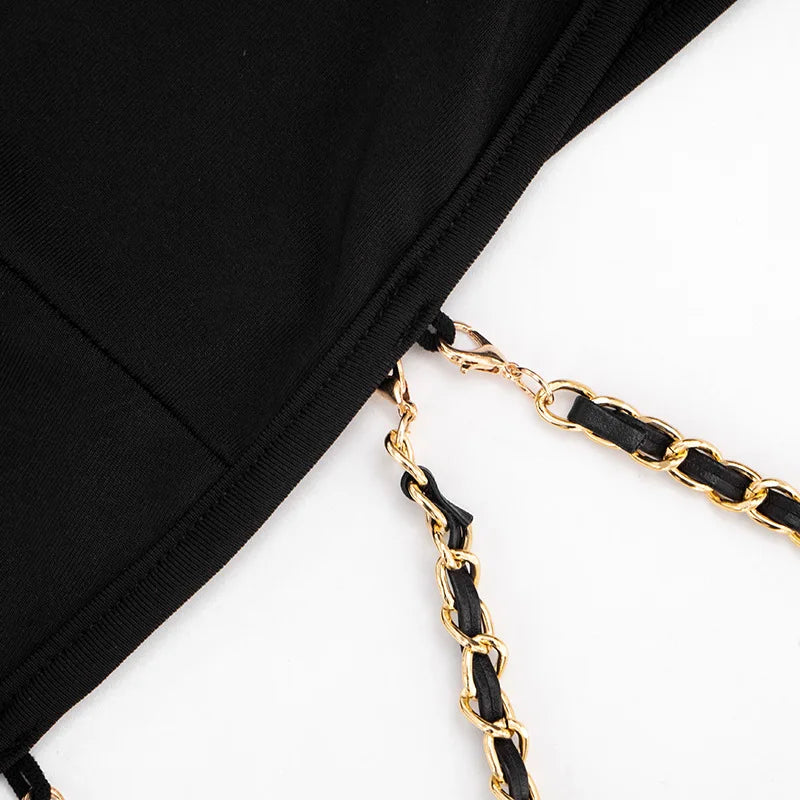 FDYOUI Women 2026 Summer Sleeveless Hollow Out Slim Mini Dress Sexy Package Hip Short Party Night Club Dresses Black Streetwear