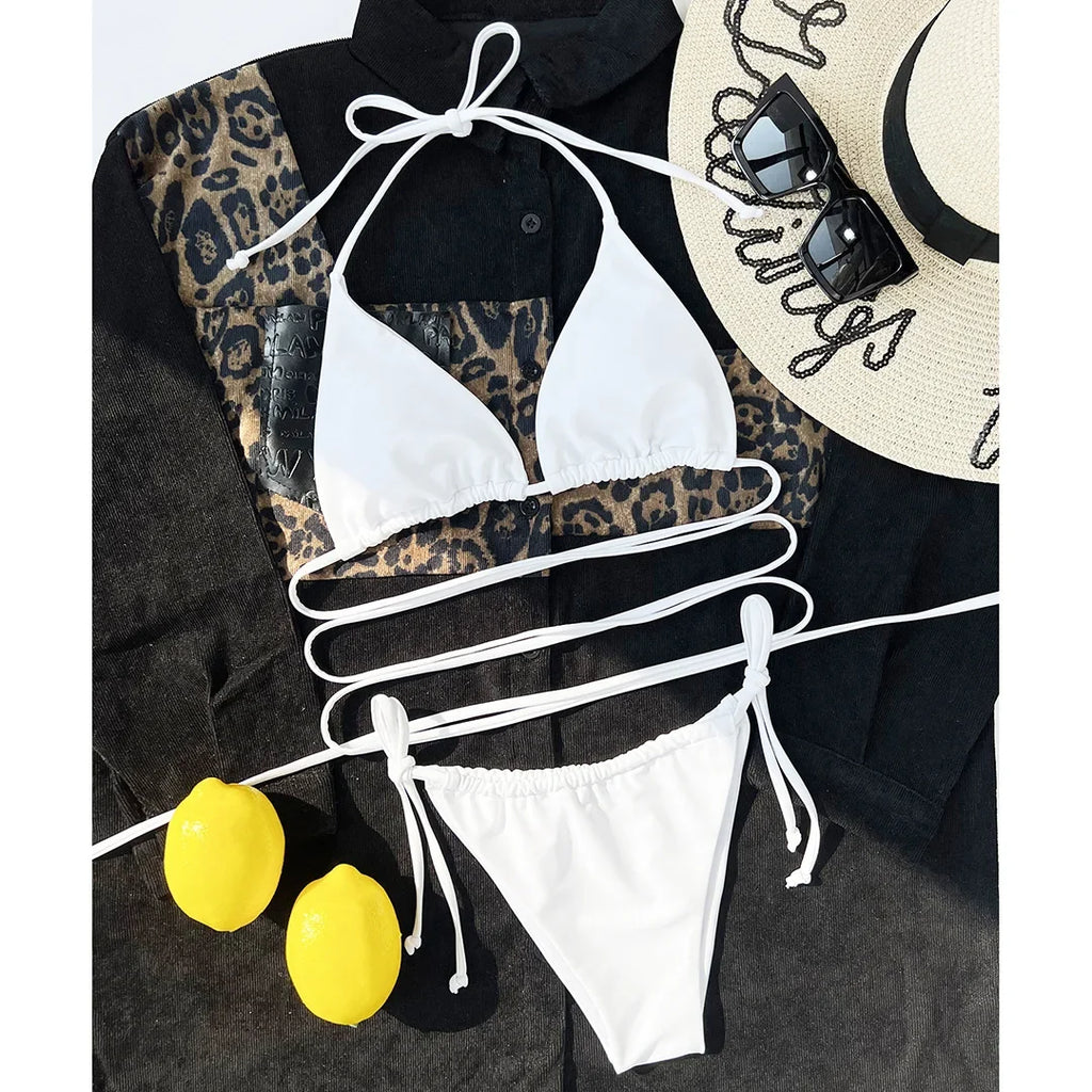 2026 New Wrap Arround Mini Bikini Female Swimwear Women Swimsuit Two-pieces Bikini Set Brazilian Bather Bathing Suit Swim V1229H