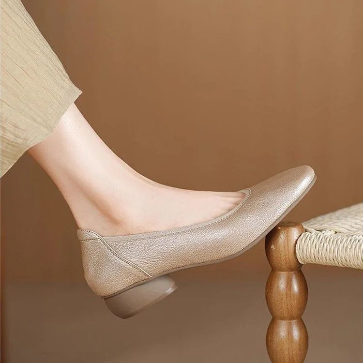 Comfortable Commuting Leather Shoes, French Style Shallow Low-Heel Single Shoes, Popular Women's 2026, Soft Sole Granny Shoes