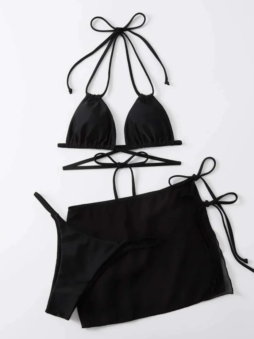 3 Pieces Thong Bikini 2026 Women With Skirt Trikini Swimwear Female Triangle Swimsuit Beach Wear Bathing Swimming Suit Summer