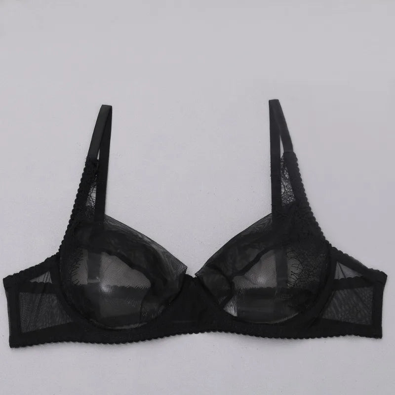 Toucheart 4 Piece Set Sexy Lingerie Set Lace Perspective Bra Women Mesh Patchwork Ruffled Skirt Garter Socks Sexy Underwear Suit