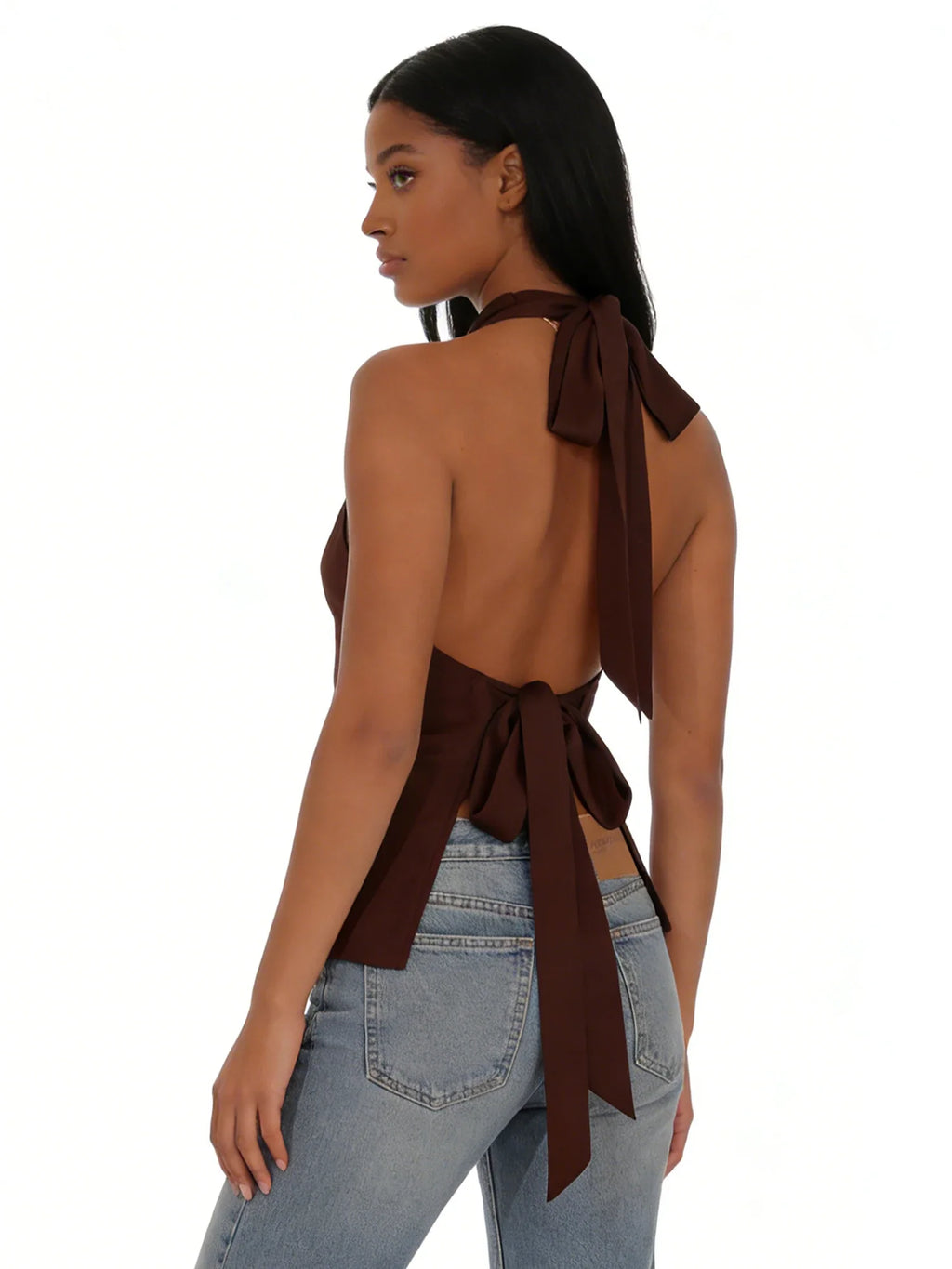 Women Halter Cowl Neck Tank Tops Slim Solid Color Satin Sleeveless Backless Vest for Going Out Party Club