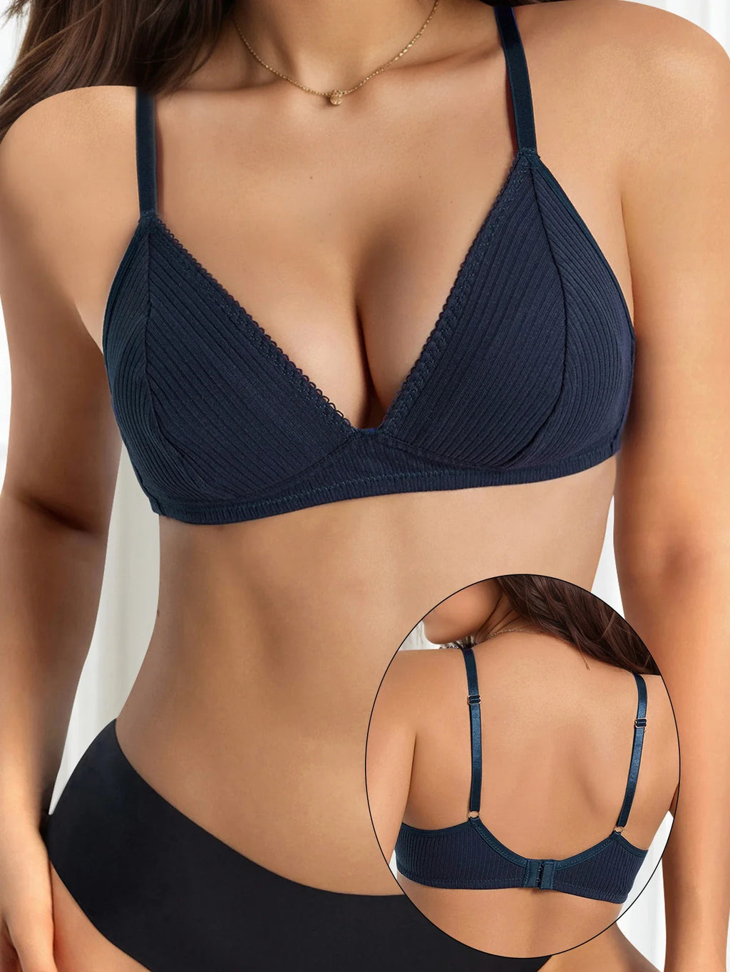 Cotton bra Blue triangular cup without steel ring underwear sports yoga bra breathable and comfortable women's underwear YS3582