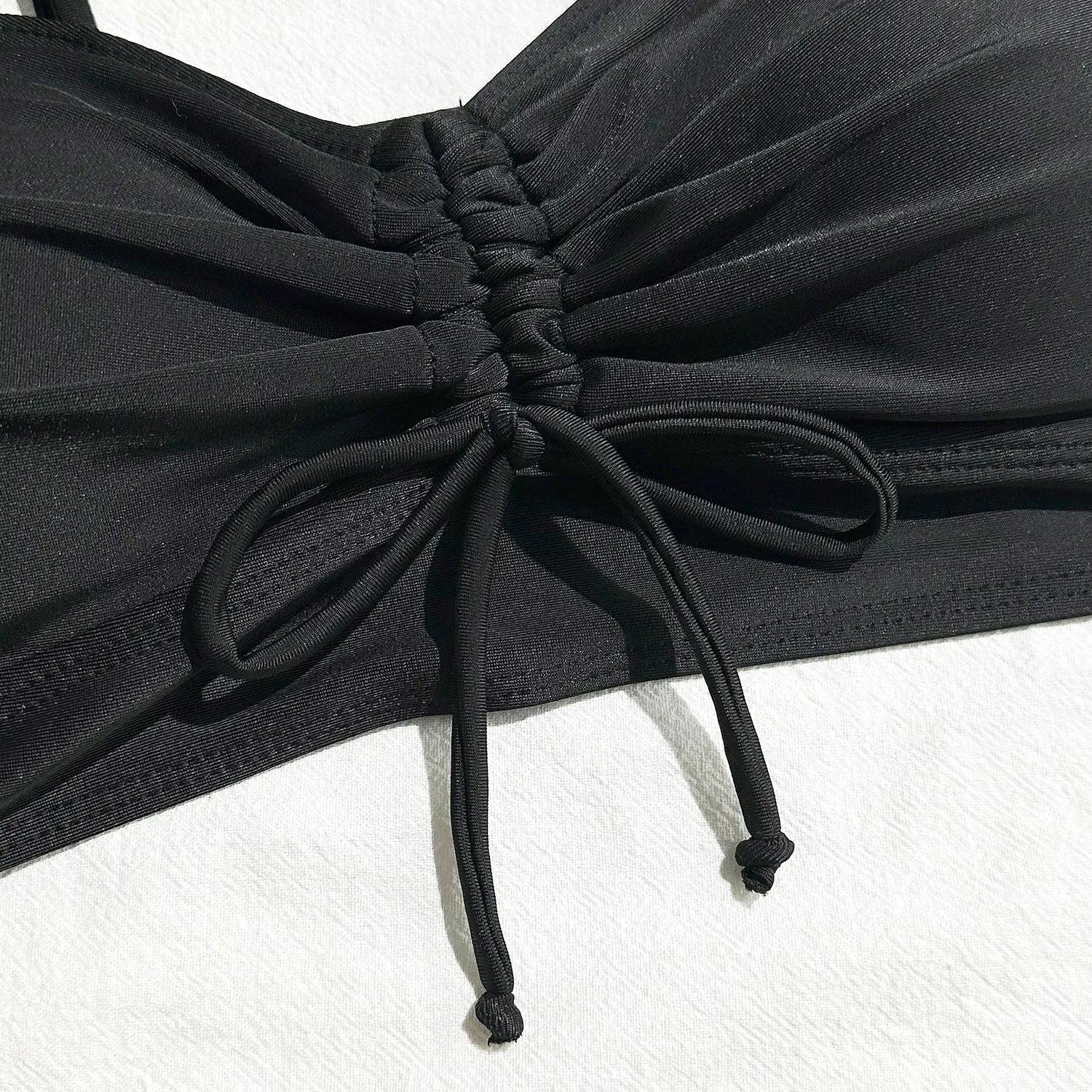 Wrinkled Knotted Shorts High Waist Bikini Female Swimsuit Women Swimwear Two-pieces Bikini Set Tankini Bathing Suit Swim Beach