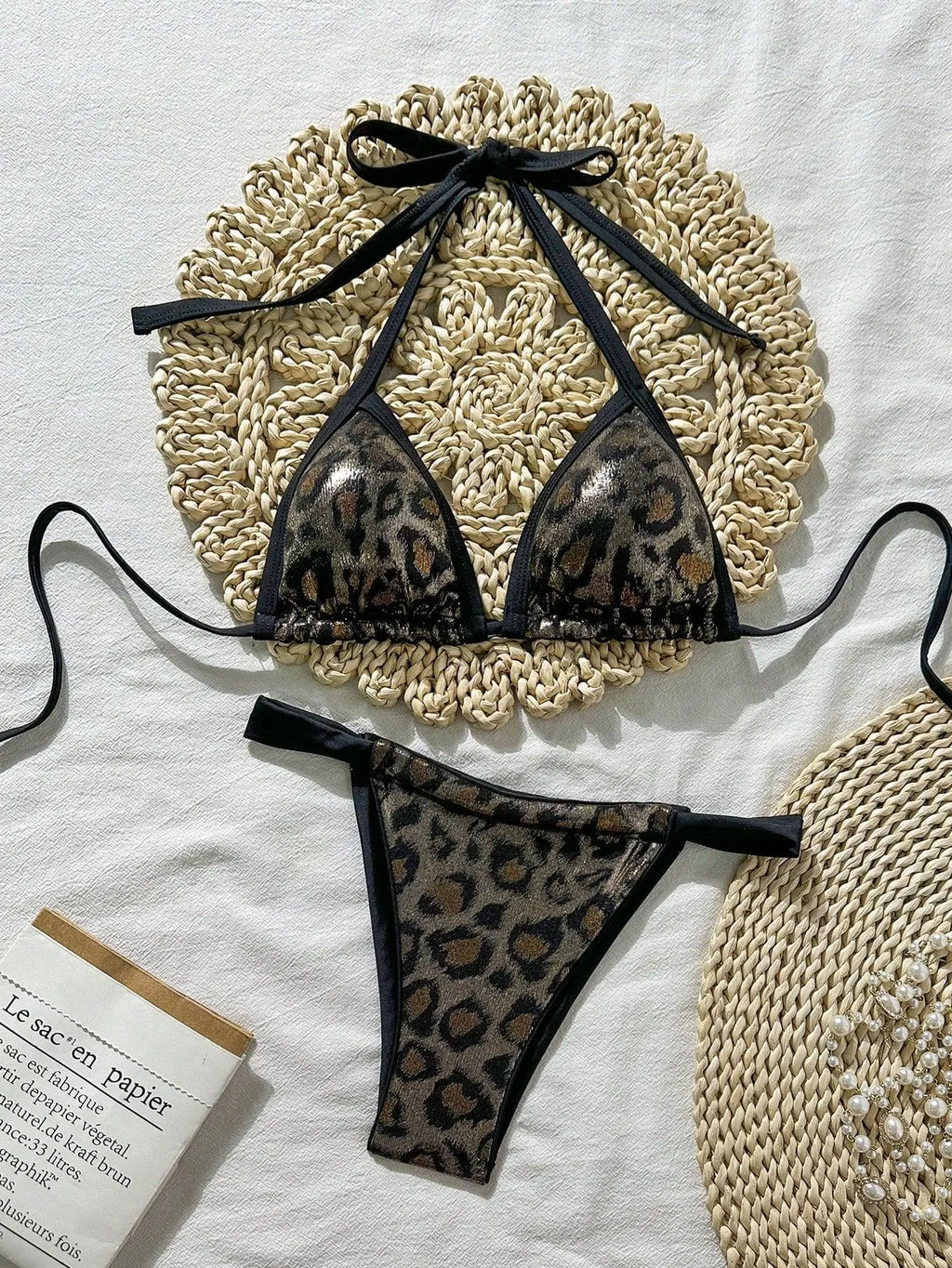 Shiny Brozing Wine Leopard Print Bikini Women Sexy Push Up Bra Pleate Triangle Swimsuit 2026 Beach Bathing Suit Holiday Swimwear