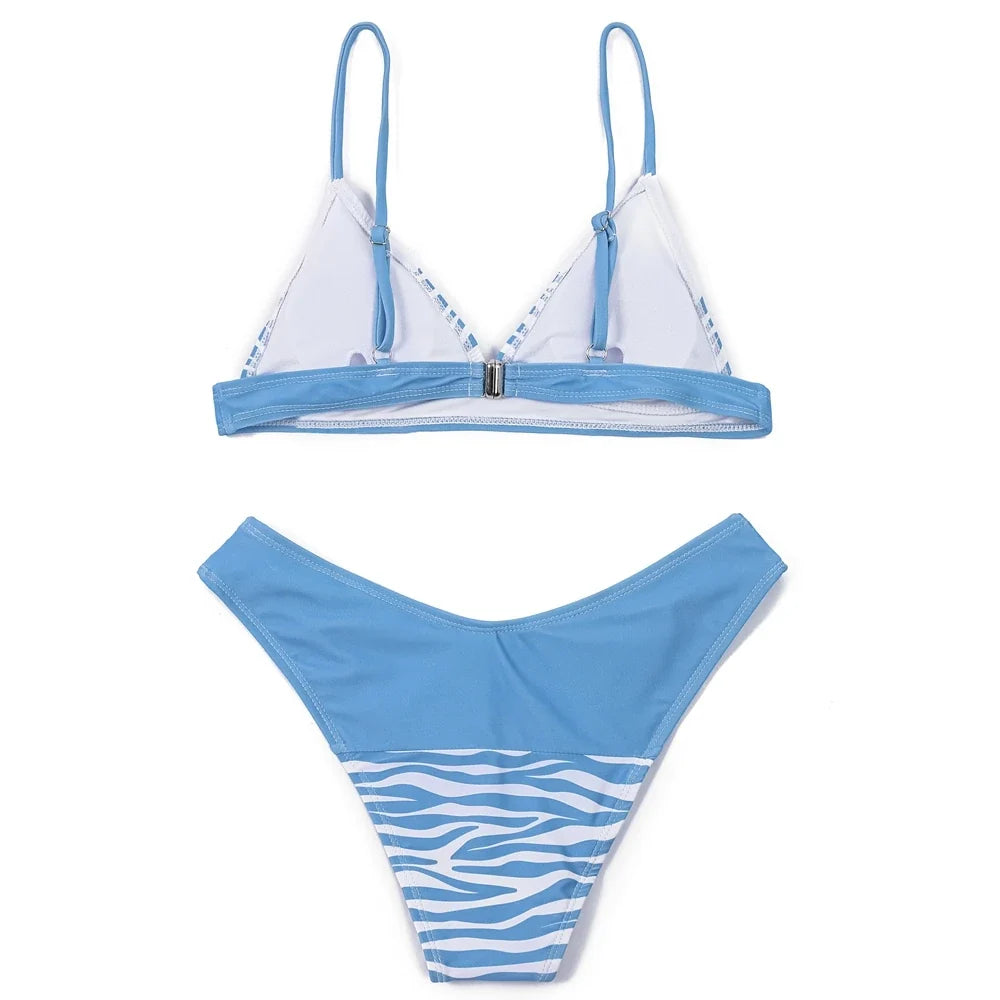 ZTVitality Print Patchwork Women Swimsuit Sexy Bikini 2022 New Arrival Straps Padded Bra Summer Beach Swimwear Brazilian Biquini