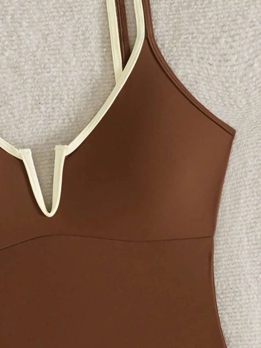 2026 Splicing Underwired V-Bar Women Micro Thong Swimwear One Piece Swimsuit Female Backless Monokini High Cut Bathing Suit Swim